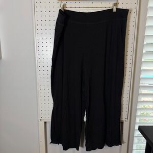 Eileen Fisher Wide Leg Pants Womens Size XL Black Stretch Pocket Fine Tencel NWT